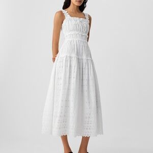 Gap x Doen White Eyelet Midi Dress New With Tags Size Small